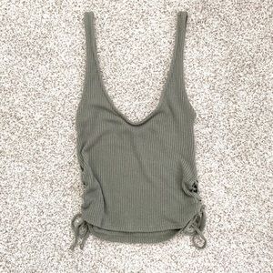 UO Project Social Side-Tie Lace-Up Green Tank